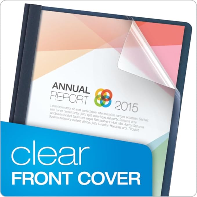 Oxford Clear Front Report Covers, Dark Blue, Letter Size, 25 per Box - Image 2