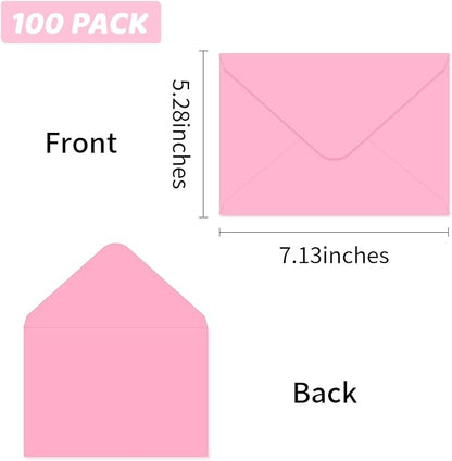 A7 Envelopes 100 Pack Pink Envelopes 5x7 V-shaped Flap, Suitable - Image 2