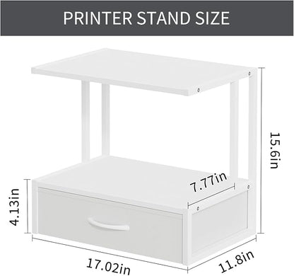 Printer Stand with Storage for Desk, with Fabric Drawer Desktop Printer Stand - Image 4