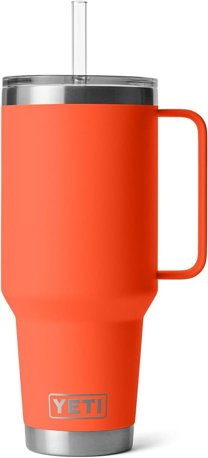 YETI Rambler 42 oz Tumbler with Handle and Straw Lid, Travel Mug Water Tumbler, Vacuum Insulated Cup with Handle, Stainless Steel, Papaya - Image 3
