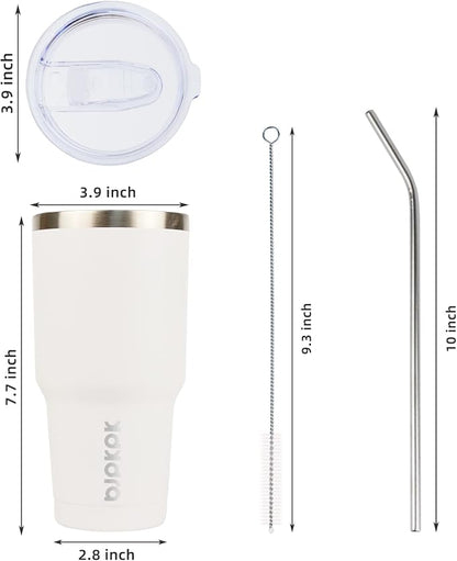 BJPKPK 30oz White Stainless Steel Tumbler With Lid And Straw Reusable Insulated Coffee Travel Thermal Tumblers Cup - Image 3