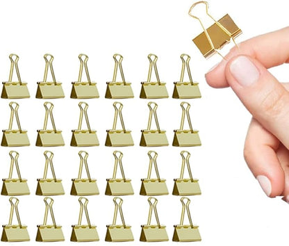 Medium Binder Clips Width 1.25 Inch Capacity 0.6 Inch Gold 24 PCS, Binder Clips by Makanu