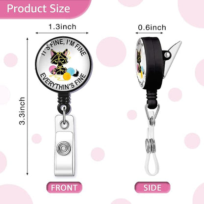 It's Fine I'm Fine Everything 's Fine Badge Reel Retractable - Image 2