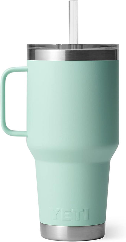 YETI Rambler 35 oz Tumbler with Handle and Straw Lid, Travel Mug Water Tumbler, Vacuum Insulated Cup with Handle, Stainless Steel, Seafoam - Image 9