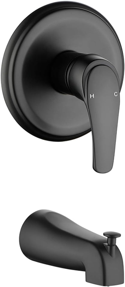 Shower Valve Trim Kit with Tub Spout Matte Black Tub Shower Rough-In Mixer Valve Bathroom Trim Kit by DIFEINISANITARYWARE---showerfaucet---