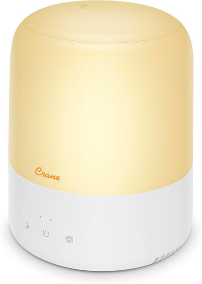 Crane Top Fill Mini Humidifier for Bedroom and Nursery 3-In-1 Essential Oil Diffuser Sleep Light 0.5 Gallon Baby Humidifier by Crane