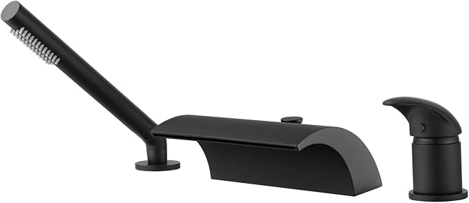 sumerain Black Roman Tub Faucet with Hand Shower High Flow Waterfall Spout with Diverter by SUMERAINFAUCETS