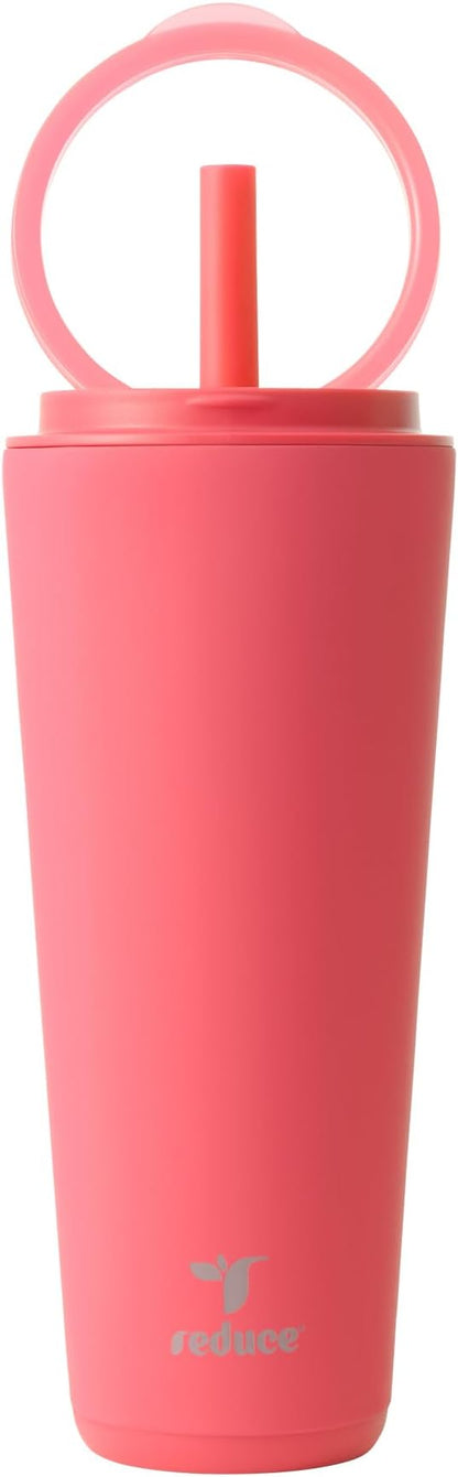 REDUCE Halo 32 oz Stainless Steel Vacuum Insulated Tumbler - Spill Proof Travel Mug with Flip Handle Lid - Keeps Drinks Cold for 32 Hrs - Dishwasher Safe - Cupholder Friendly - Daquiri by Reduce