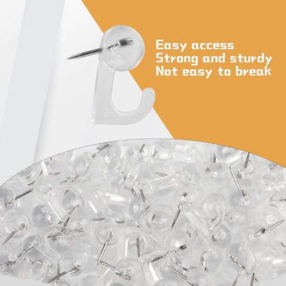 60 Pieces Clear Plastic Thumb Tack Hook, Plastic Heads Pin Tacks Wall Thumb - Image 3