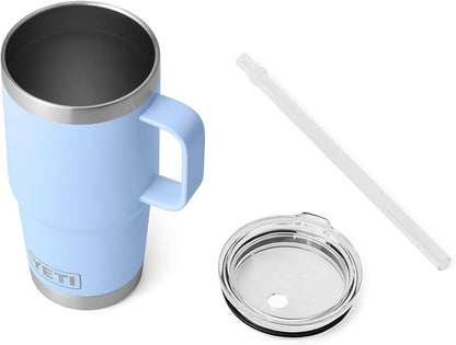 YETI Rambler 25 oz Tumbler with Handle and Straw Lid, Travel Mug Water Tumbler, Vacuum Insulated Cup with Handle, Stainless Steel, Big Sky Blue - Image 4