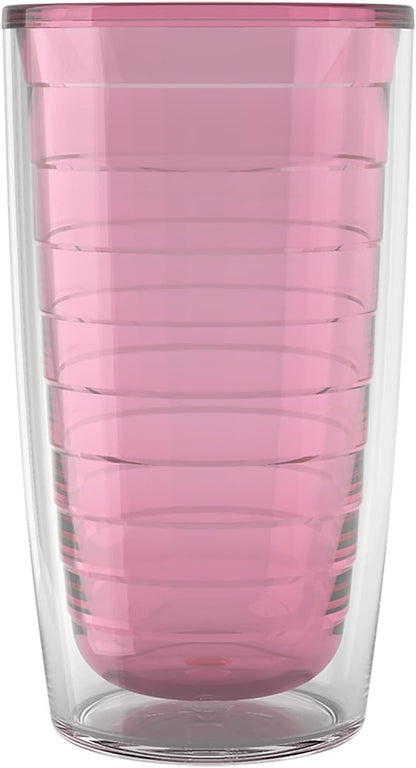 Tervis Clear & Colorful Tabletop Made in USA Double Walled Insulated Tumbler Travel Cup Keeps Drinks Cold & Hot, 16oz, Pink Sand by TervisTumblerCompany