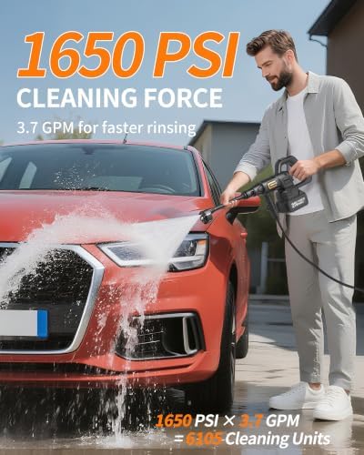 Cordless Pressure Washer Battery Powered; 1650PSI Brushless Power Washer - Image 2