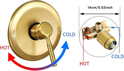 Brushed Gold Shower Head And Faucet Set Complete With Valve Shower Fixtures With 6 Inch High Pressure Rain Shower Head Trim kit Rough Include Regaderas Para bBaño Modernas - Image 4