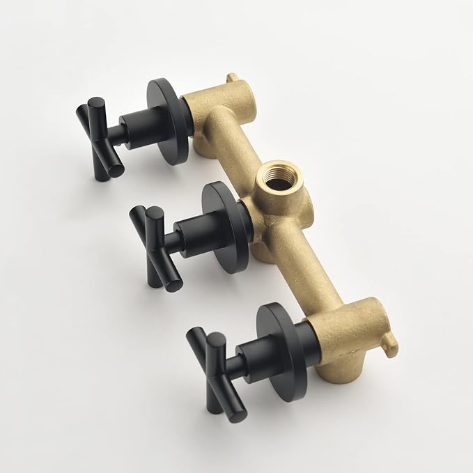 3 Handles Shower Faucet Set with Tub Spout Bathtub Shower Faucets Combo Set Shower System Complete Tub and Shower Trim Kit Shower Fixtures Matte Black - Image 9