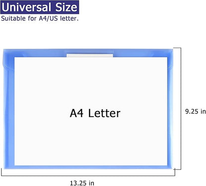 6 Pack Clear Document Folders Plastic Envelopes, A4 Size, - Image 3