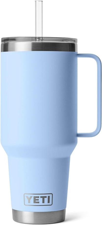 YETI Rambler 42 oz Tumbler with Handle and Straw Lid, Travel Mug Water Tumbler, Vacuum Insulated Cup with Handle, Stainless Steel, Big Sky Blue - Image 3