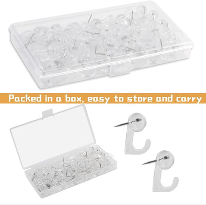 60 Pieces Clear Plastic Thumb Tack Hook, Plastic Heads Pin Tacks Wall Thumb - Image 5