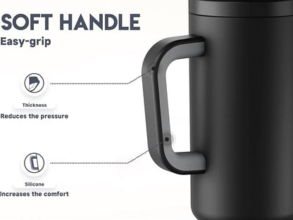 Meoky 50 oz Tumbler with Handle, Tumbler with Lid and Straw, Insulated Stainless Steel Travel Mug, 100% Leak-proof, Keeps Cold for 36 Hours or Hot for 12 Hours (Night) - Image 4