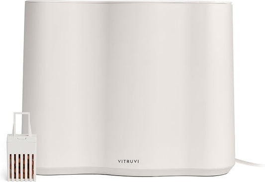Vitruvi Cloud Bedside Humidifier, White Humidifier, 24 Hr Run Time, 602ft Coverage, Large Home Bedroom, Baby Room - Includes 3 Month Filter by vitruvi