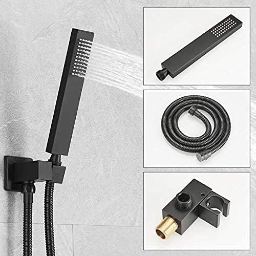 Matte Black Shower System with Tub Spout Wall Mounted Bathtub Shower Faucet Set for Bathroom with High Pressure 10" Rain Shower head and Handheld Shower Head Kit - Image 4