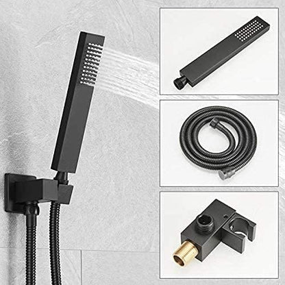 Matte Black Shower System with Tub Spout Wall Mounted Bathtub Shower Faucet Set for Bathroom with High Pressure 10" Rain Shower head and Handheld Shower Head Kit - Image 4