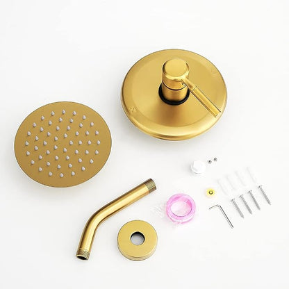 Brushed Gold Shower Head And Faucet Set Complete With Valve Shower Fixtures With 6 Inch High Pressure Rain Shower Head Trim kit Rough Include Regaderas Para bBaño Modernas - Image 5