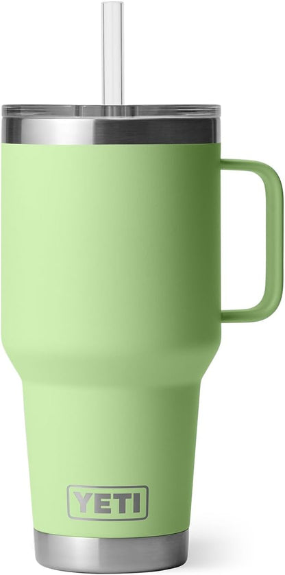 YETI Rambler 35 oz Tumbler with Handle and Straw Lid, Travel Mug Water Tumbler, Vacuum Insulated Cup with Handle, Stainless Steel, Key Lime - Image 7