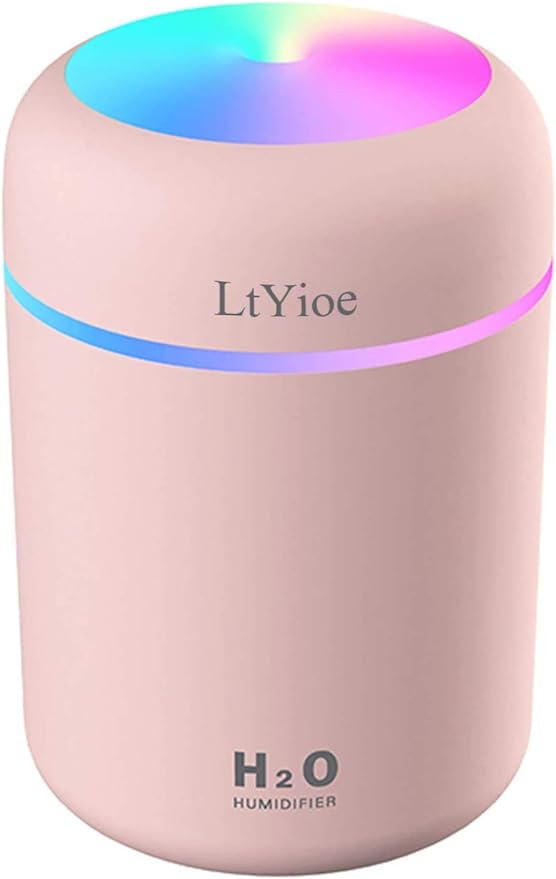 Colorful Cool Mini Humidifier, USB Personal Desktop Humidifier for Car, Office Room, Bedroom,etc. Auto Shut-Off, 2 Mist Modes, Super Quiet. (Pink) by LtYioe