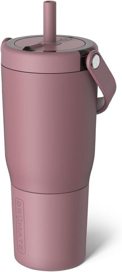 BrüMate Resa 25oz 100% Leakproof Travel Tumbler w/Handle & Straw | Flexible SoftSip Straw | Silicone Sleeve for Durability | Stainless Steel | Cup Holder & Travel Friendly Water Bottle (Rose Taupe) by Br%C3%BCMate