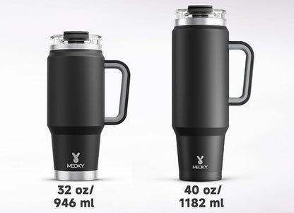 Meoky 40 oz Tumbler with Handle and Straw, Insulated Tumbler with Lid and Straw, Stainless Steel Travel Mug, Keeps Cold for 34 Hours, 100% Leak Proof, Fits in Car Cup Holder (Night) - Image 8