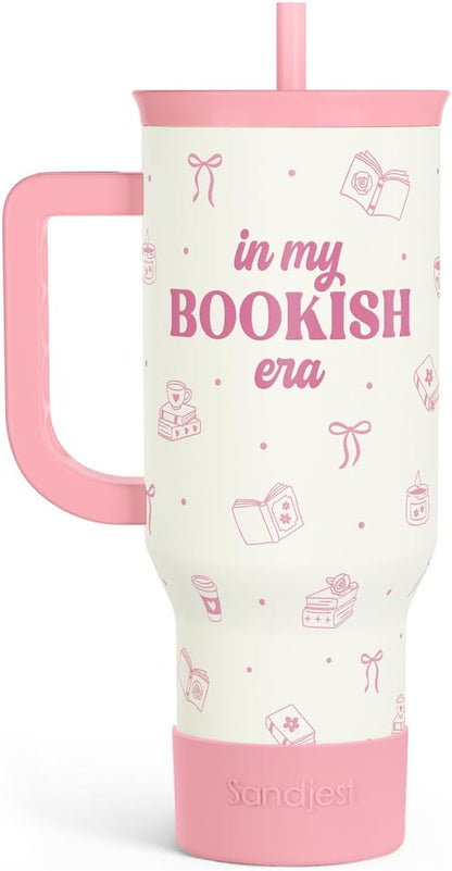 SANDJEST Book Lovers 40oz Tumbler With Handle and Straw, in My Bookish Era Insulated Stainless Steel Travel Coffee Mug for Women Girls Bookworms, Gift Idea for Birthday Christmas Mothers Day by SANDJEST