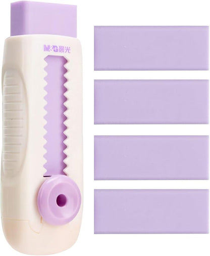 M&G 4+1 Pack Rubber Erasers Sliding Retractable Eraser, Soft Cute Erasers Push by MG