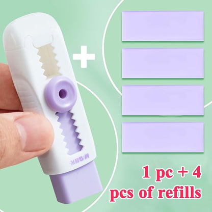 M&G 4+1 Pack Rubber Erasers Sliding Retractable Eraser, Soft Cute Erasers Push - Image 3