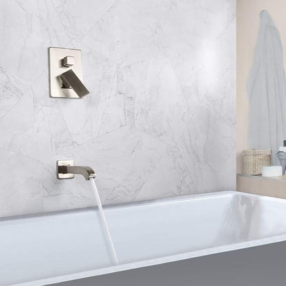 POP SANITARYWARE Shower Tub Faucet Set Brushed Nickel Bathroom 8 Inch Shower Head System with Tub Spout Wall Mounted Singe Handle Tub and Shower Trim Kit with Valve - Image 4