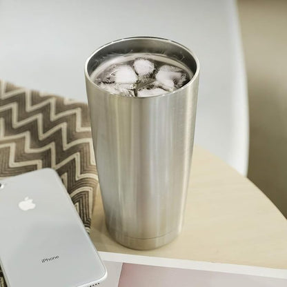 DOMICARE 20oz Stainless Steel Tumbler Bulk with Lid, Double Wall Vacuum Insulated Travel Mug, Powder Coated Coffee Cup, Stainless Steel, 1 Pack - Image 6