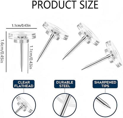 Clear Push Pins – Shatter-Resistant Transparent Thumb Tacks - Image 2