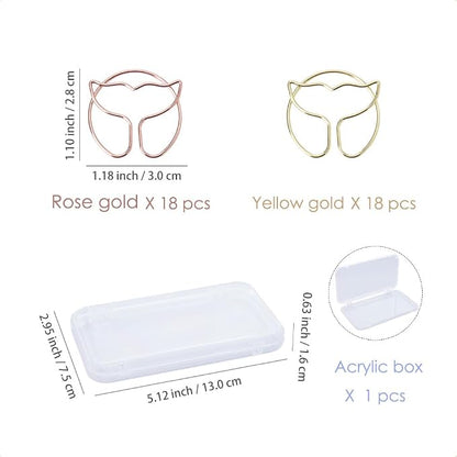OWLFAVO 36pcs Whale Tail Shape Paper Clips - Image 2