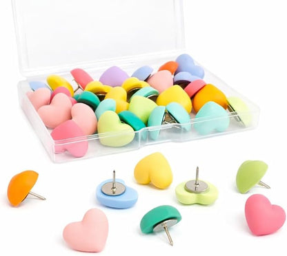 30 Pcs Cute Heart-Shaped Decorative Push Pins by rhinocats