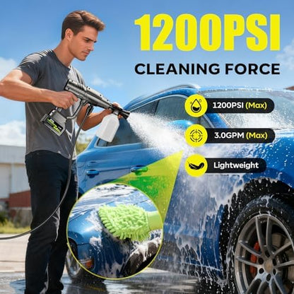 YKYI Cordless Pressure Washer, 1200 PSI Portable Handheld Power Washer - Image 2