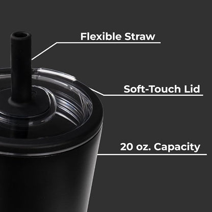 HydroJug Everyday Tumbler 20 oz – Ceramic-Lined Insulated Tumbler with Straw and Soft-Touch Lid, Cup Holder Friendly, Double-Wall Vacuum Insulation, Reusable Travel Cup – Black - Image 4