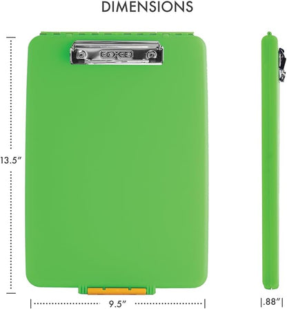 Dexas Slimcase Storage Clipboard, Lime Green 13.5" x 9.5" - Image 2