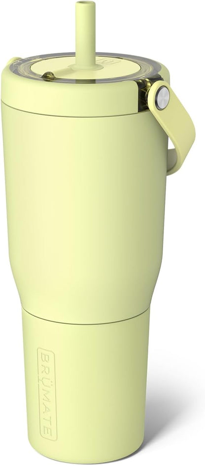 BrüMate Resa 35oz 100% Leakproof Travel Tumbler w/Handle & Straw | Flexible SoftSip Straw | Silicone Sleeve for Durability | Stainless Steel | Cup Holder & Travel Friendly Water Bottle (Prickly Pear) by Br%C3%BCMate