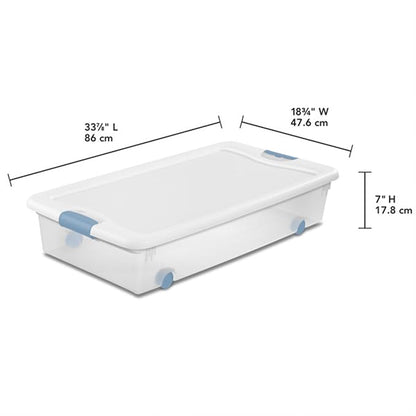 Sterilite 8-Pack Wheeled Latching Box, Plastic Under Bed Storage Bins - Image 2