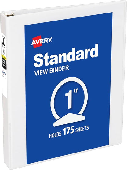 Avery Standard View 3 Ring Binder, 175-Sheet Capacity, 1.4 Inch Wide Spine by Avery
