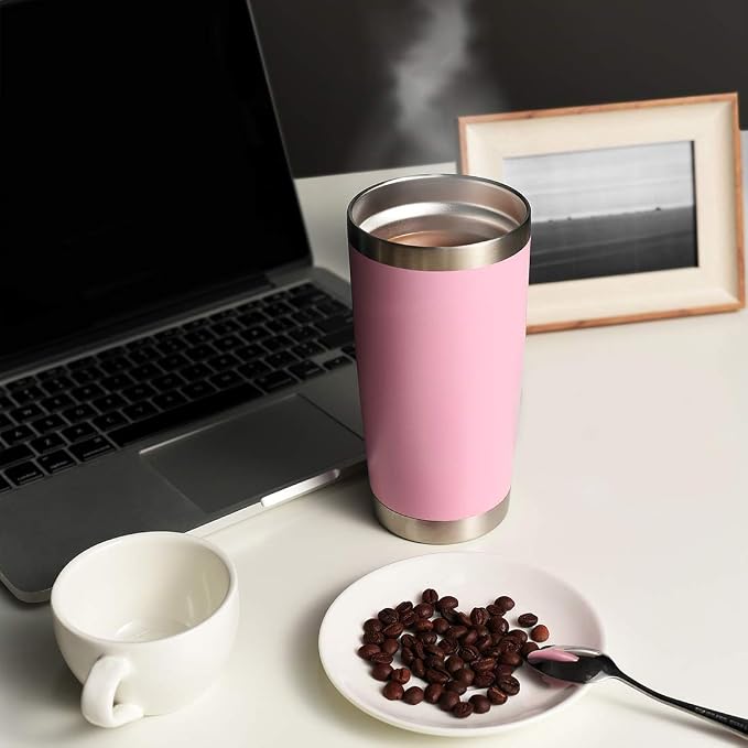 DOMICARE 20oz Stainless Steel Tumbler Bulk with Lid, Double Wall Vacuum Insulated Travel Mug, Powder Coated Coffee Cup, Pink, 8 Pack - Image 7