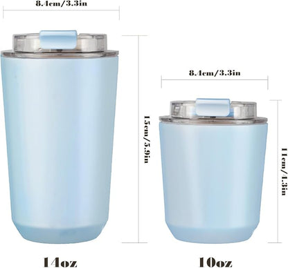 Puraville Insulated Tumblers with Lid, 10 oz Travel Coffee Mug Stainless Steel Vacuum Cup, Leak Proof Reusable Double Walled Coffee Tumbler for Iced and Hot Drinks, Light Blue - Image 2