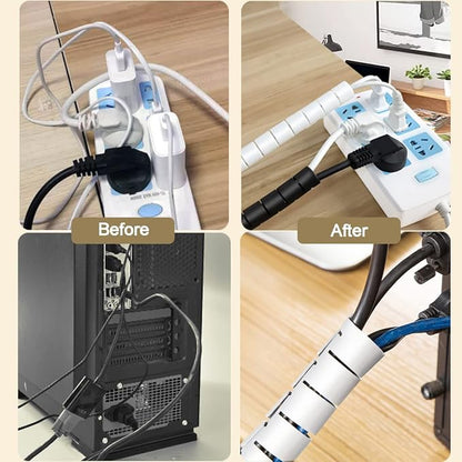 White Cable Management Sleeves 2 PCS Cord Protectors - Image 5