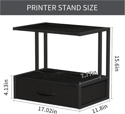 Printer Stand with Storage for Desk, with Fabric Drawer Desktop Printer Stand - Image 4