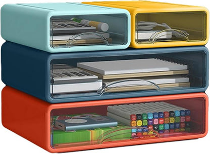 Desk Organizer with Drawers, Stackable Storage Drawers with Compartments by ZZFENGKR