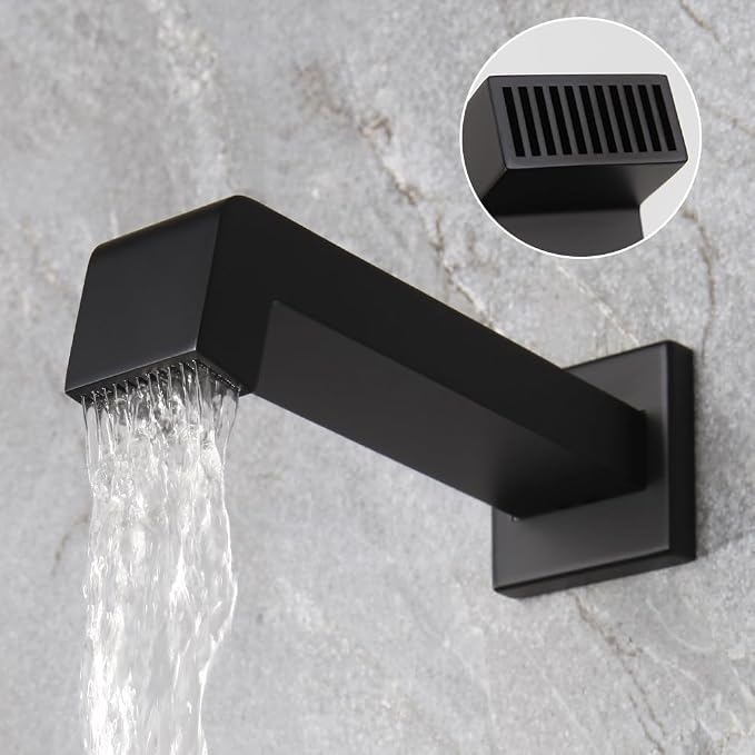 POP SANITARYWARE Matte Black Shower Tub Faucet Set Bathroom Rain Shower System with Tub Spout Wall Mounted Rainfall 12 Inch Shower Head and Handle Set Include Shower Valve and Trim Kit - Image 5